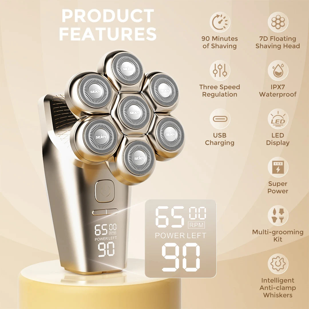 Sejoy 5 In 1 Electric Head Shaver for Bald Men 7D Cordless