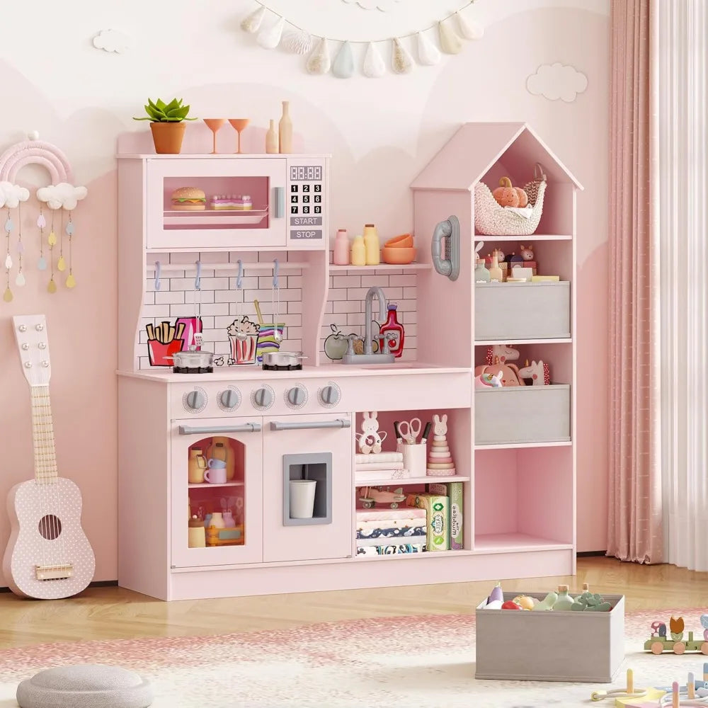 Wooden Play Kitchen For Kids With Realistic Appliances