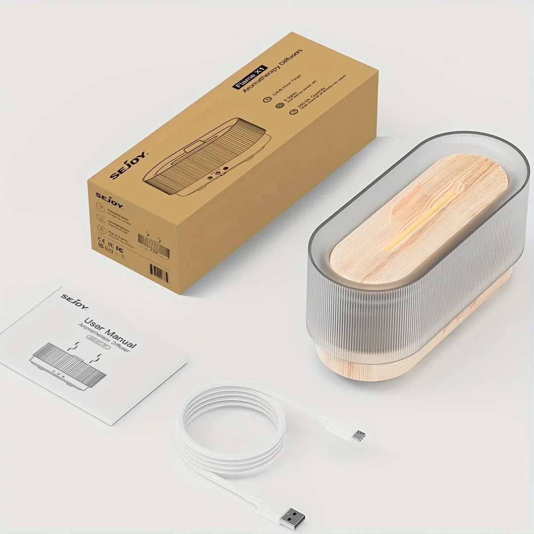 Sejoy 300ml Humidifier with Flame Light Aromatherapy Diffuser