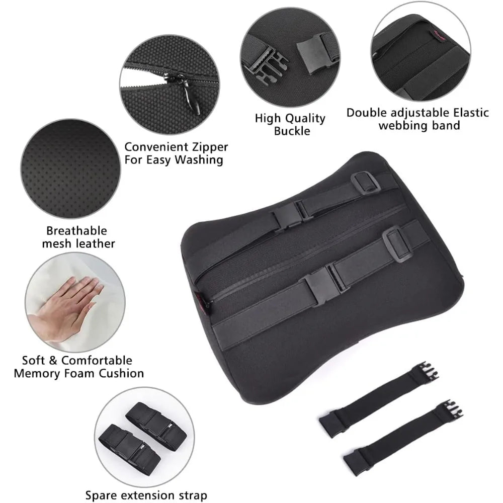 Genuine Leather Car Headrest Pillow Memory Foam Cushion 2