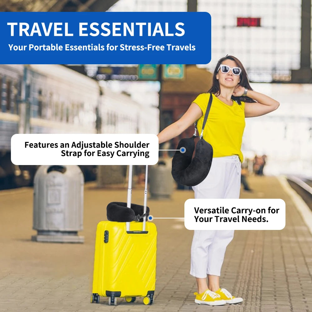 Travel Neck Pillow Fillable Clothing U Shaped Velvet Cover