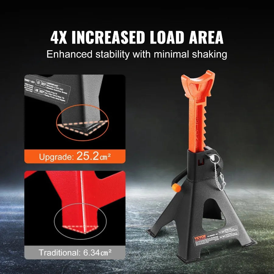 3 Ton Jack Stands Double Locking Adjustable 10.8 16.3 In