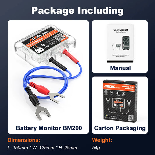 Ancel BM200 12V Battery Monitor With Wireless Bluetooth App