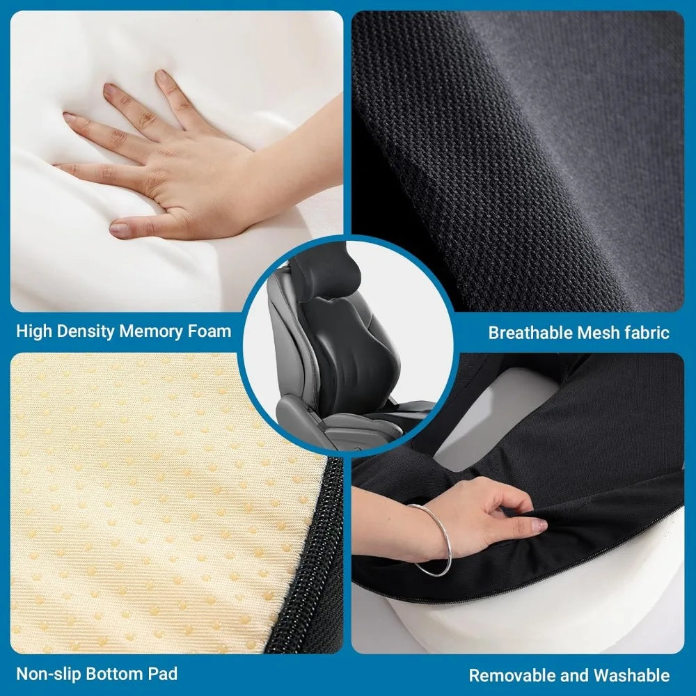Memory Foam Truck Seat Cushion 3 Piece Set Back Support
