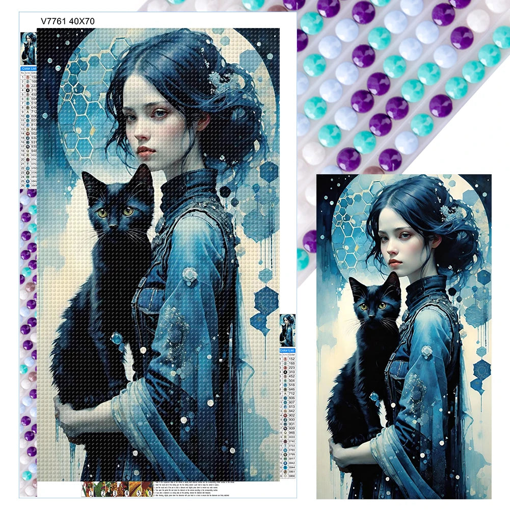 5D DIY Full Round Drill Diamond Painting Girl Kit Home Decor Art Craft 40x70cm