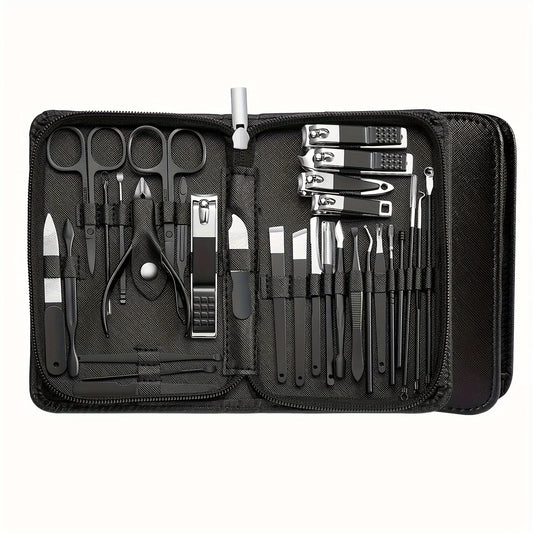 Purple Manicure Set Travel Kit Pink Case Stainless Steel