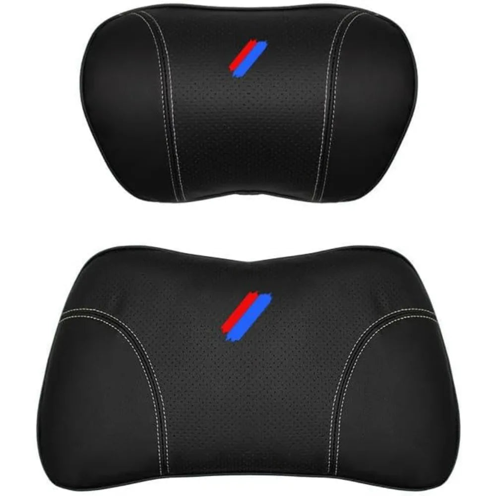BMW Car Neck Pillow PU Leather Headrest Cushion 2 Pack