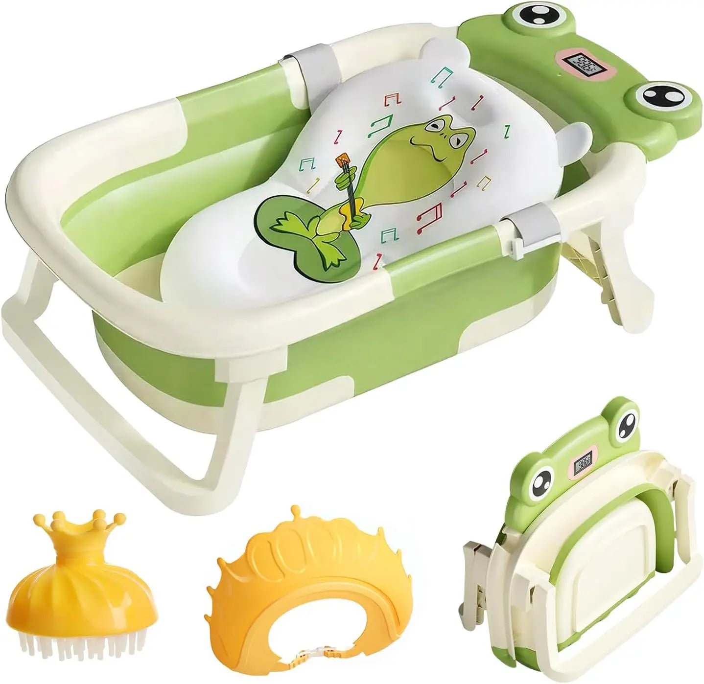 Foldable Baby Bath Tub with Cushion and Thermometer Set