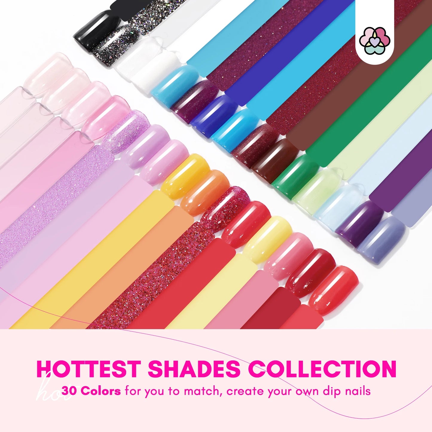 Saviland 30 Colors Dipping Powder Kit With Base Top Coat