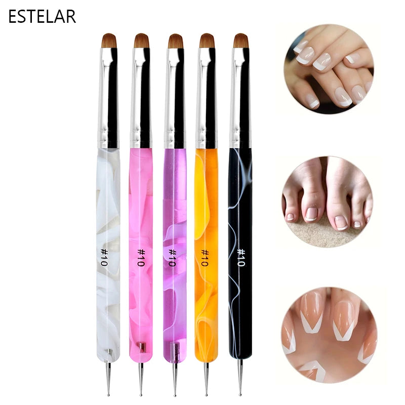 5Pcs French Nail Art Brush Dual End Dotting Pen Beginners