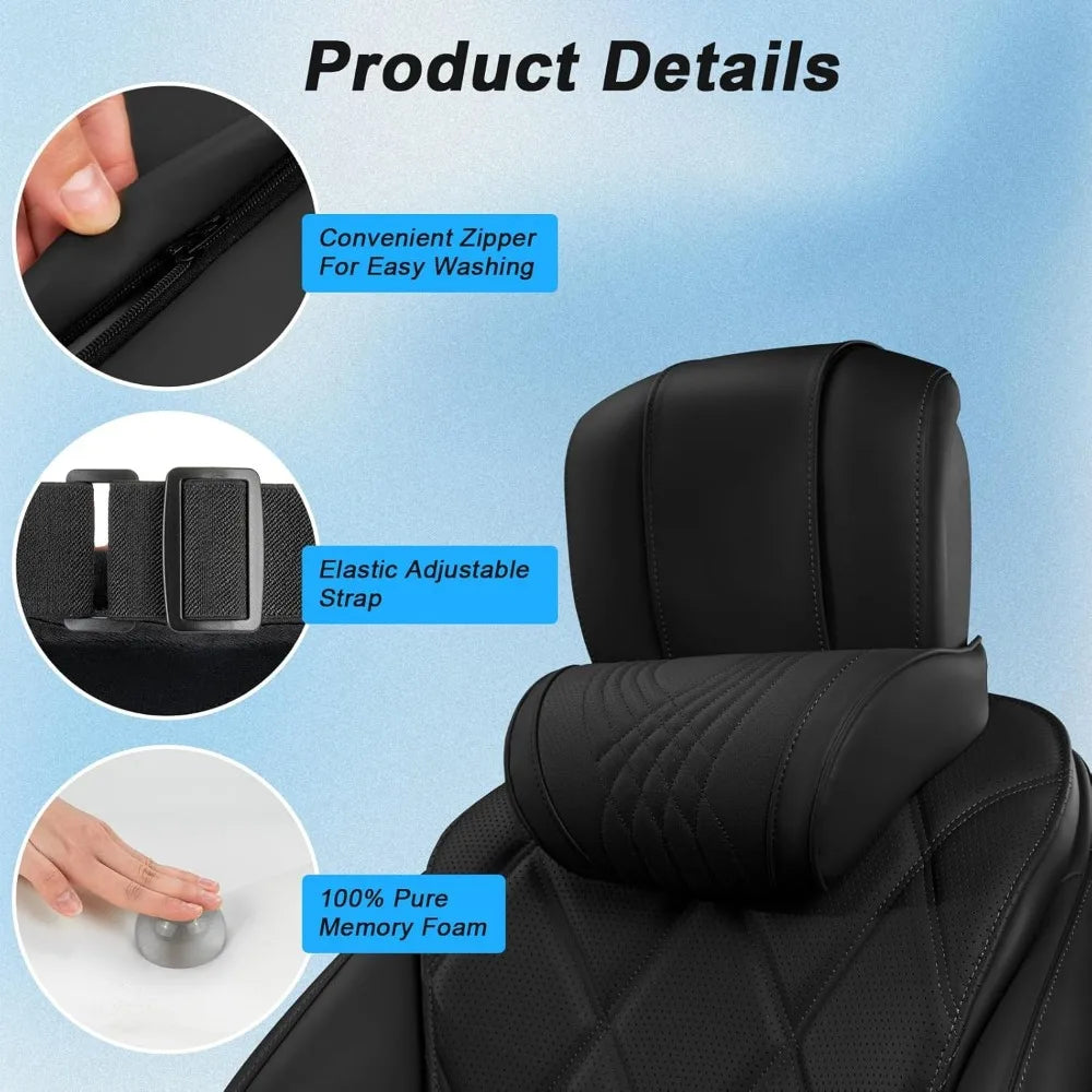 Car Neck Pillow With Nappa Leather Cover And Memory Foam