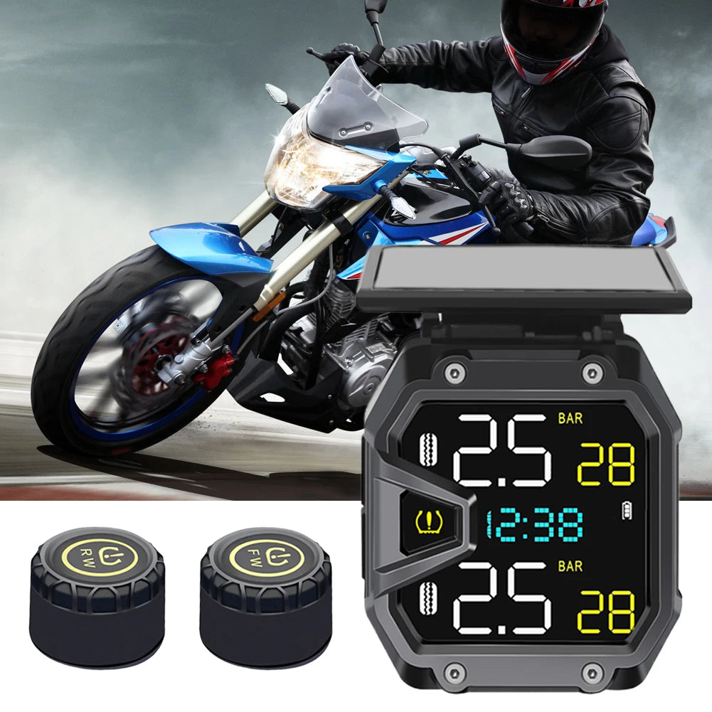 Motorcycle Tire Pressure Monitor USB Solar IP67 Waterproof