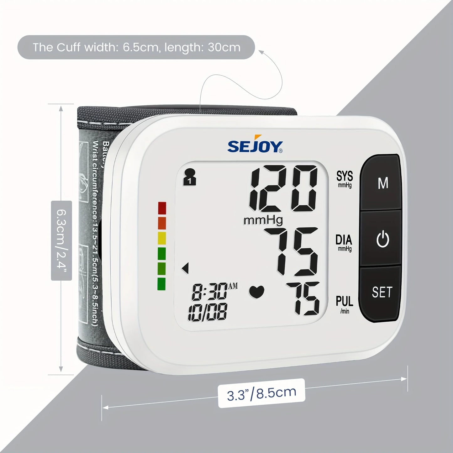 SEJOY Wrist Blood Pressure Monitor Heartbeat Detection