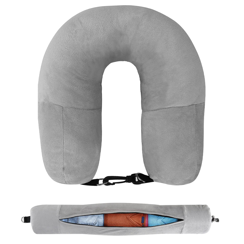 Travel Neck Pillow Fillable Clothing U Shaped Velvet Cover