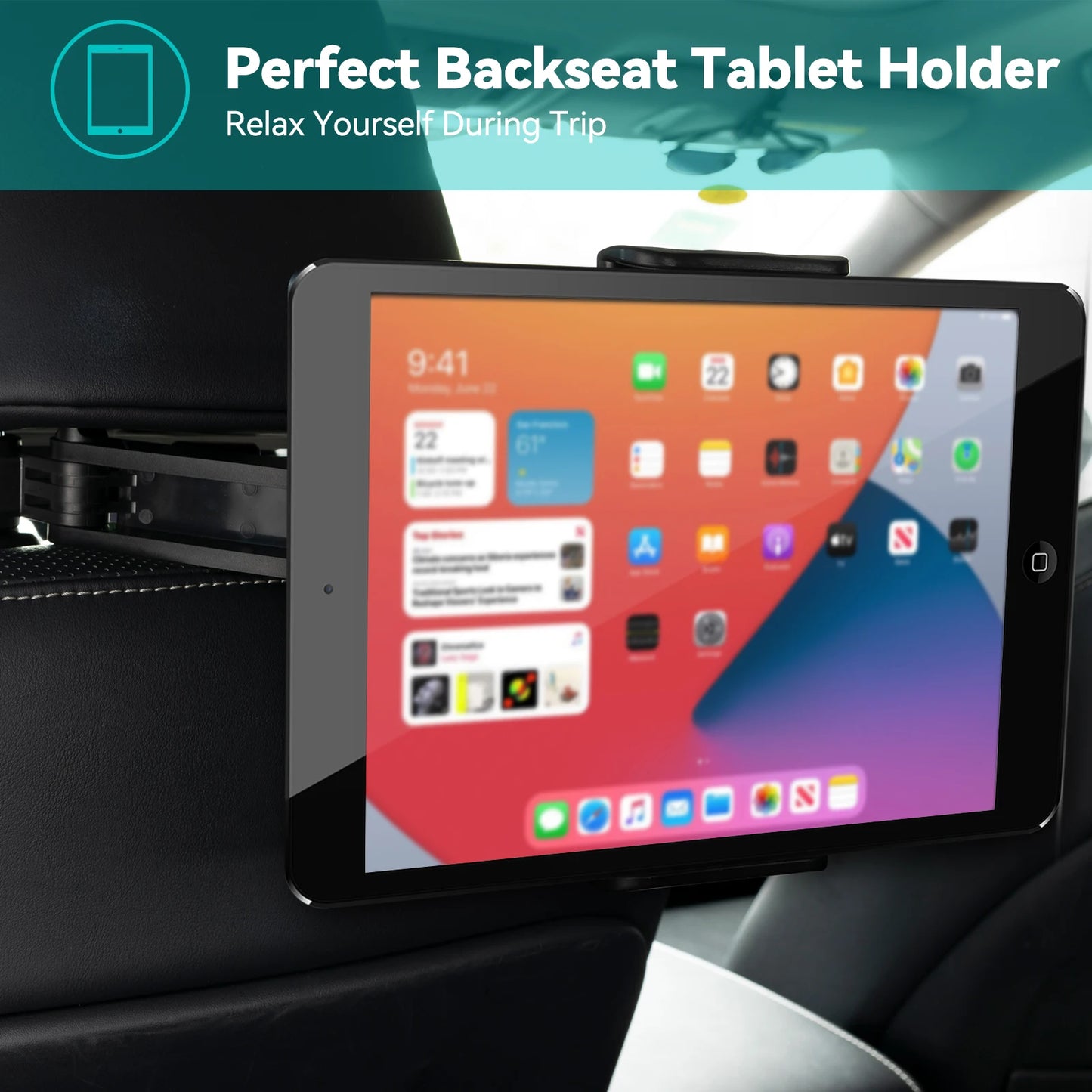 Flexible 360 Rotating Car Headrest Tablet Mount for iPad