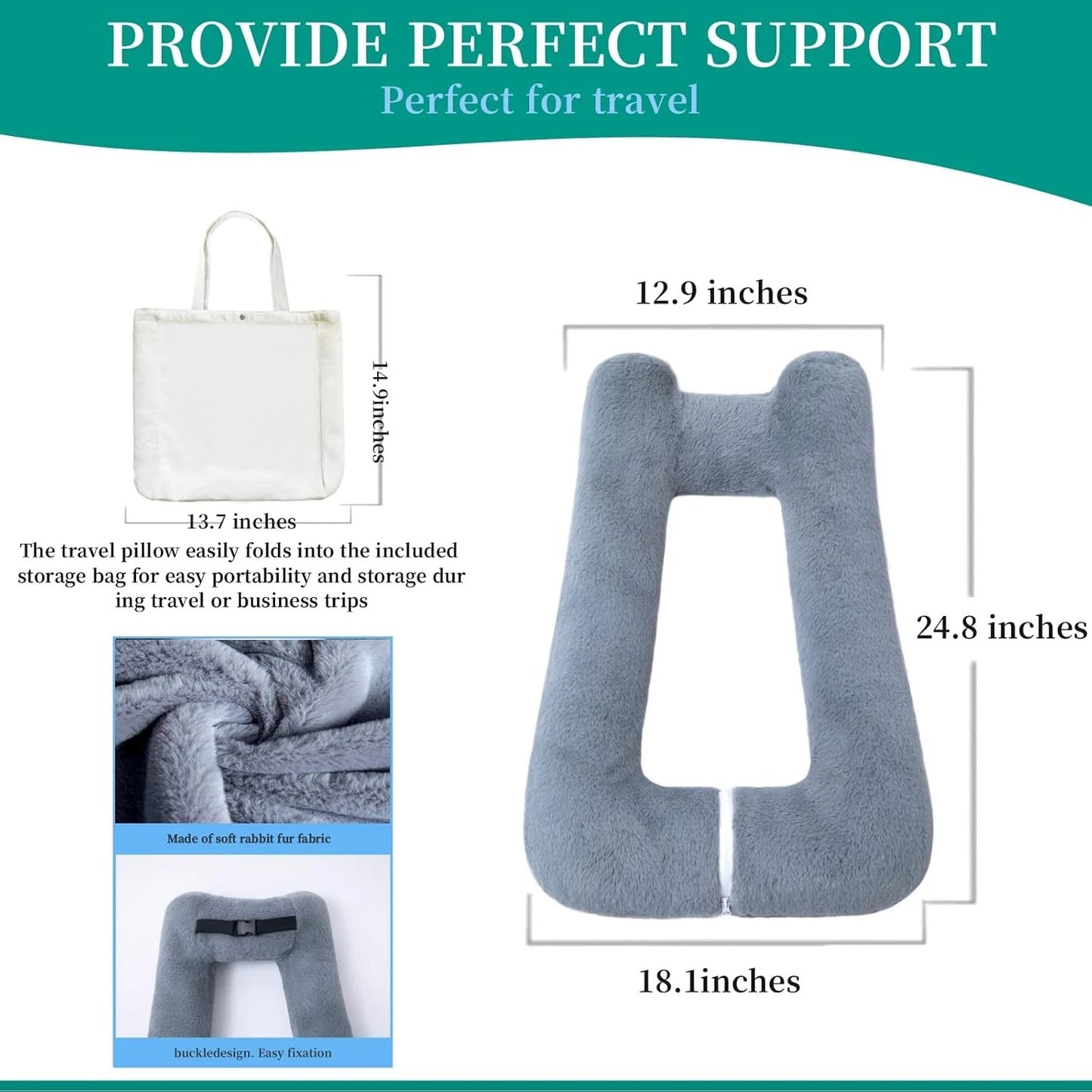Travel Pillow For Aircraft With Storage Bag Neck Support