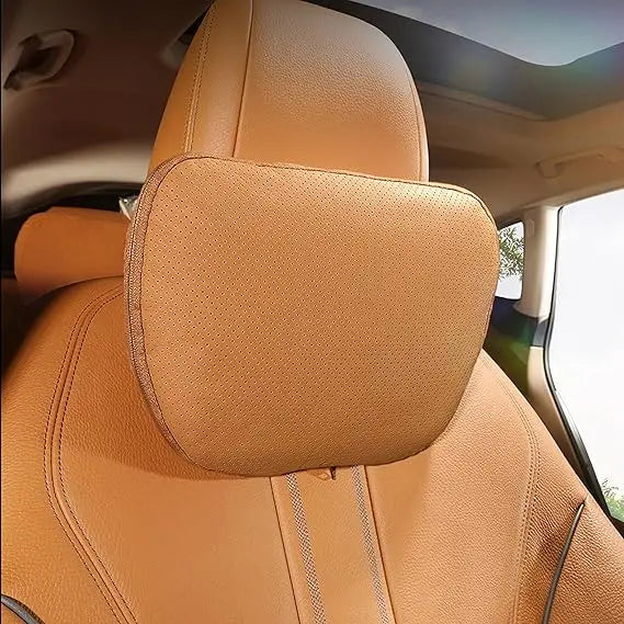 Genuine Cowhide Leather Car Headrest Neck Pillow For Driver