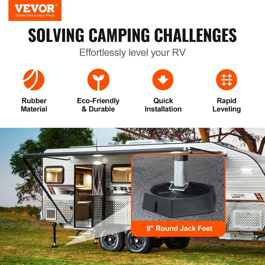 RV Leveling Pads 9 Inch Round Feet 5000 Lb Capacity Jack