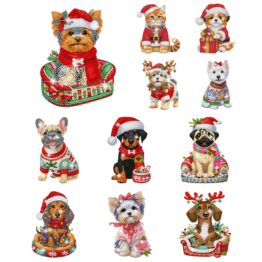 Xmas Acrylic Shaking Head Doberman Pinscher Diamond Painting Desktop Art Kit Tabletop Decoration