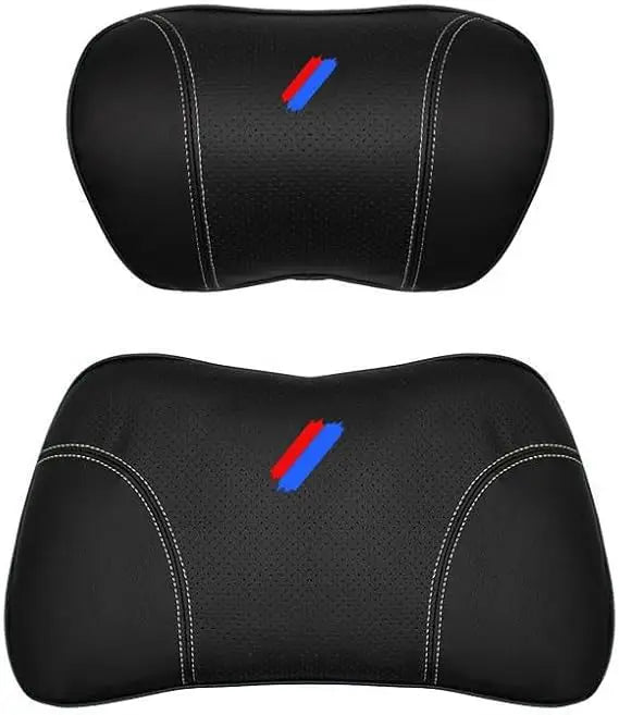 BMW Car Neck Pillow PU Leather Headrest Cushion 2 Pack