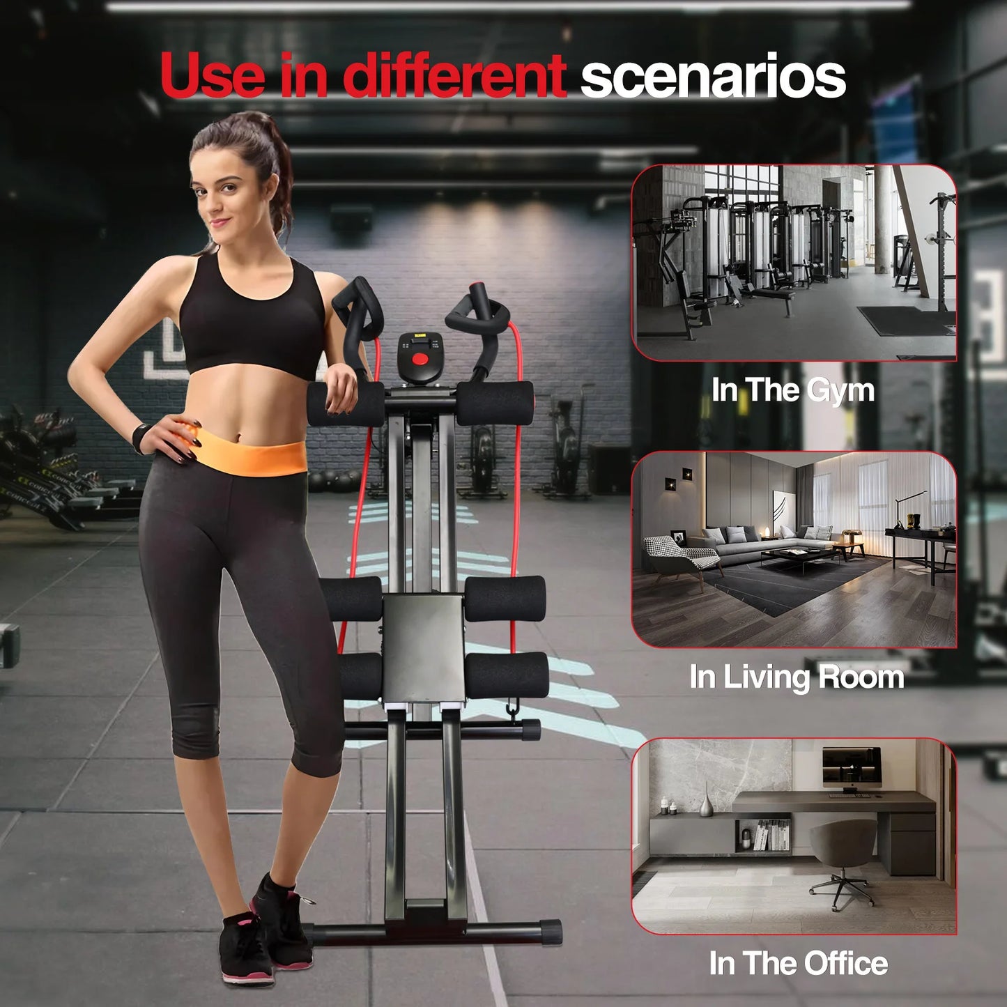 GIKPAL Foldable Ab Machine For Home Gym With LCD Display