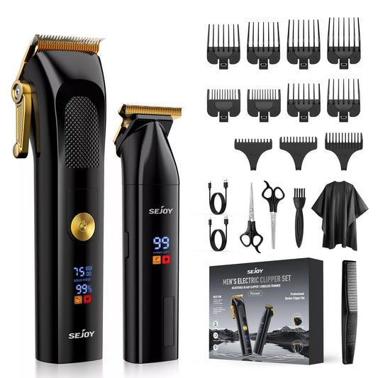 Sejoy Hair Clippers Kit With T Blade Trimmer LED Display