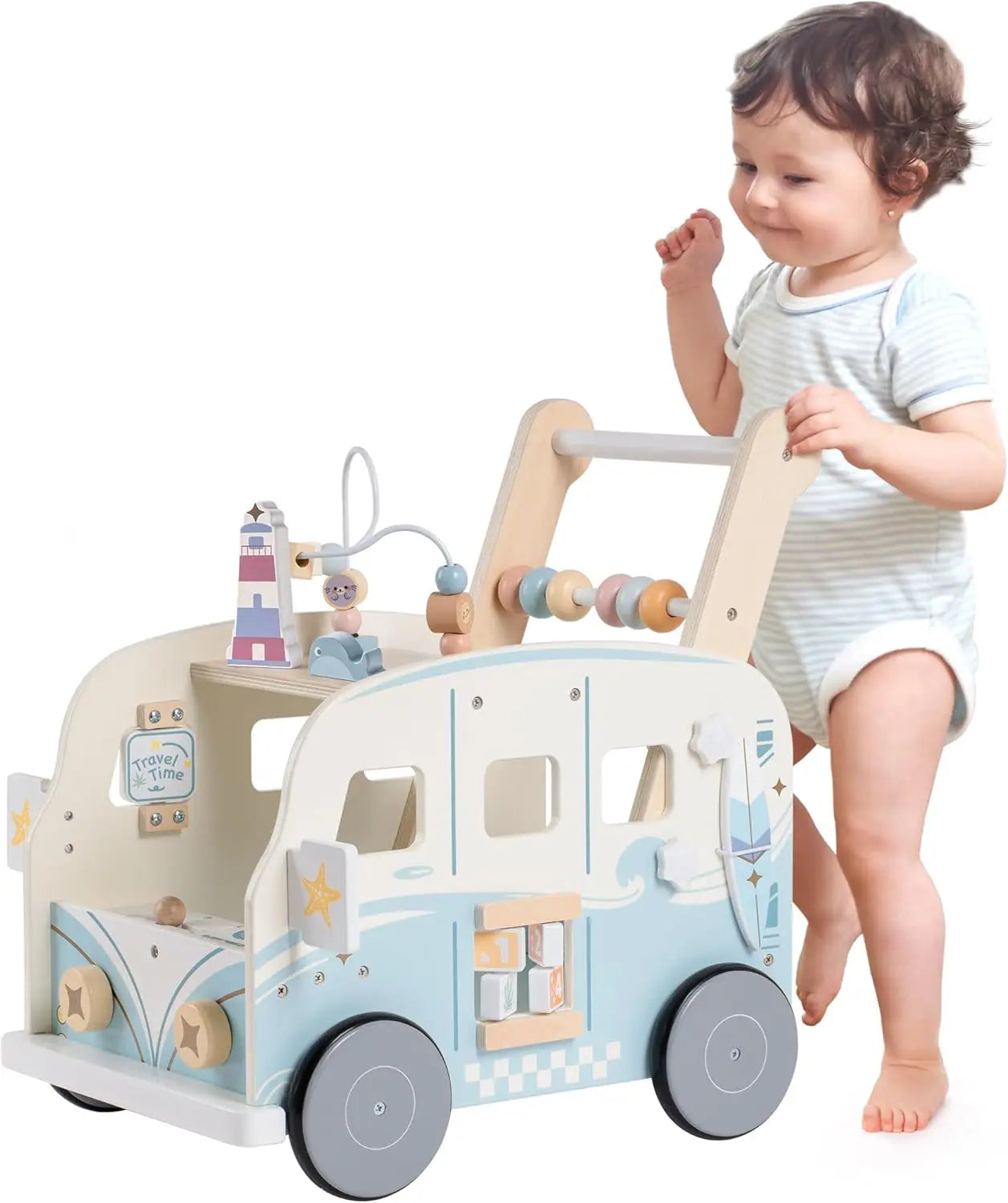 Robotime Wooden Baby Walker with Wheels for Boys and Girls